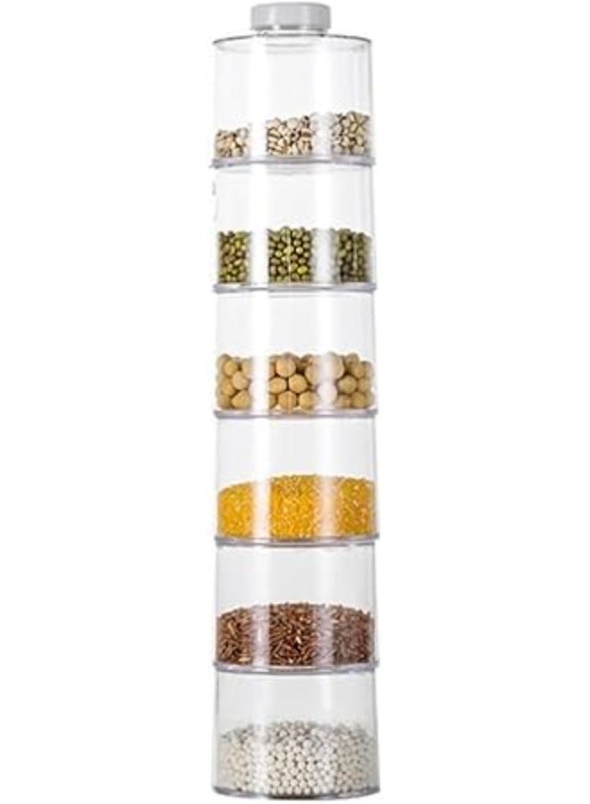 طقم توابل من الاكليريك الشفاف البيورالمكون من ٦ قطع عملية أنيقة يمنح مطبخك لمسة من الشياكة سهل الاستخدام يحافظ على نكهة التوابل ويعرضها بشكل عصري جذاب (Elc) - Image 1